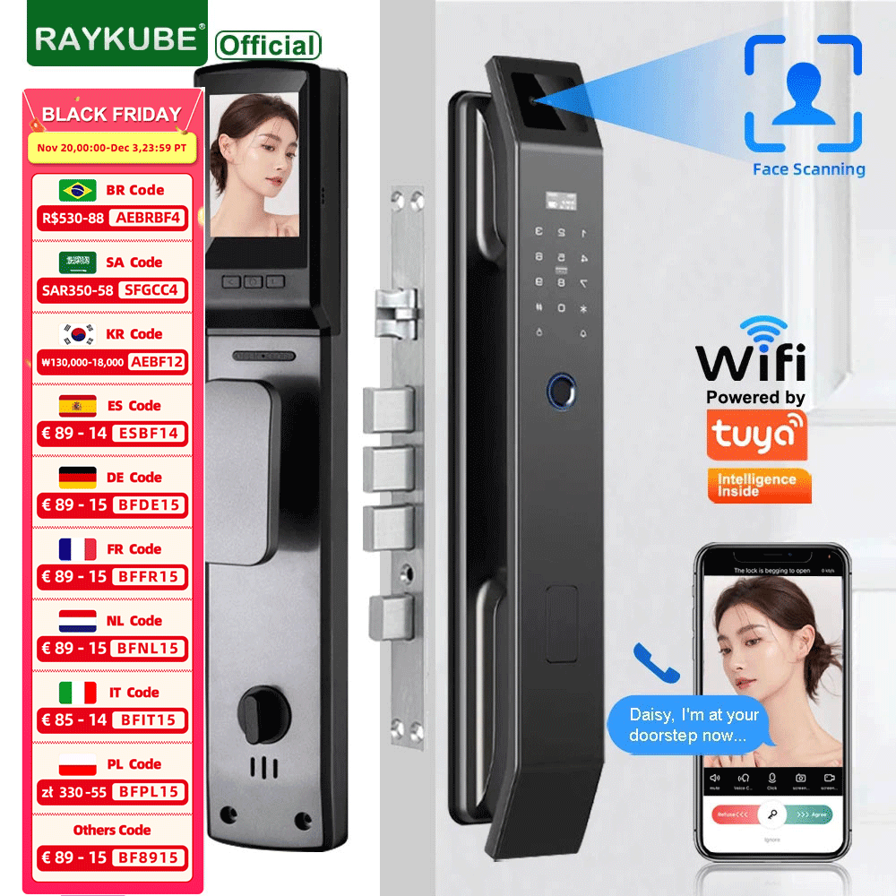 Smart Home Door Lock - RAYKUBE DF14 Tuya WiFi ثلاثية الأبعاد