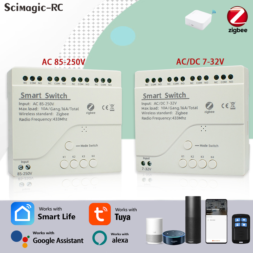 Smart Home Google Assistant - 4CH زيجبي تويا المنزل الذكي وحدة