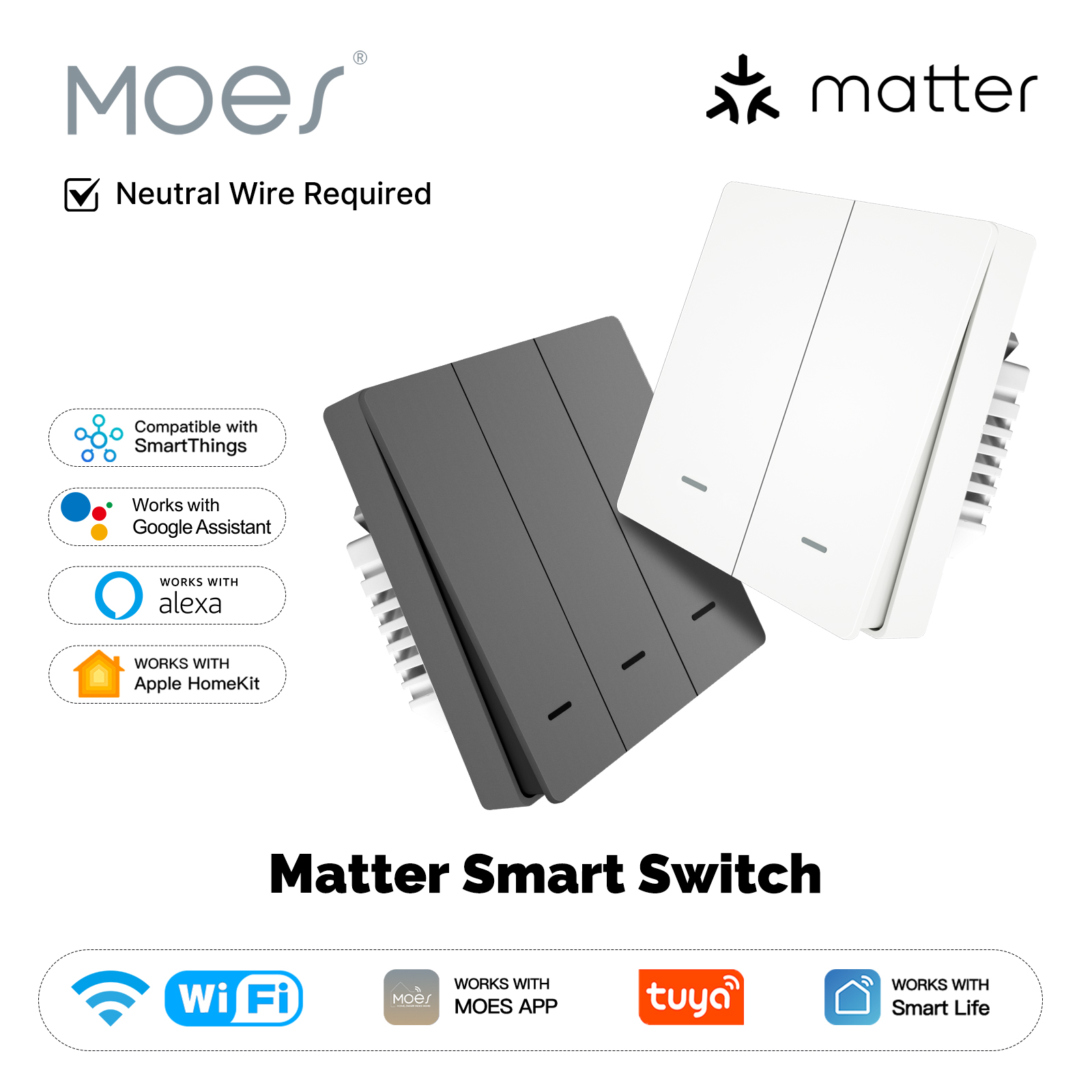 Smart Home Hub Apple - MOES Matter Tuya WiFi مفتاح الضوء