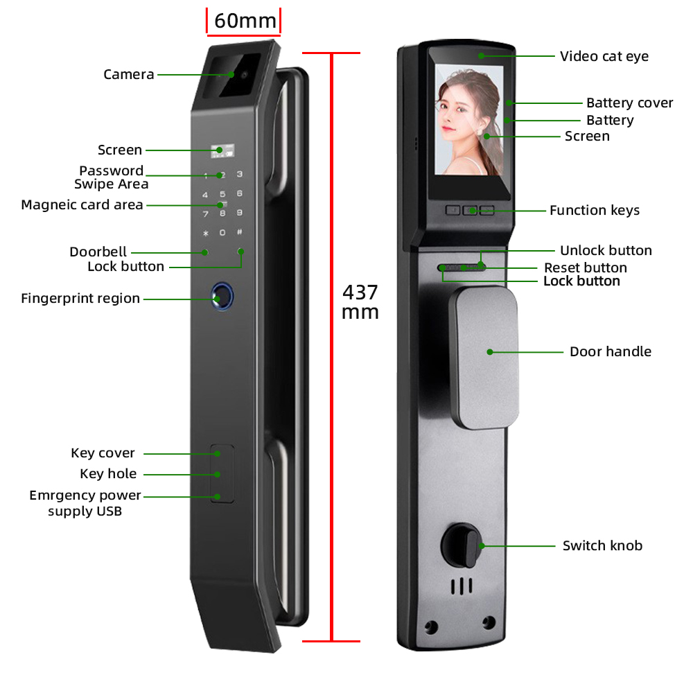 RAYKUBE DF14 Tuya WiFi ثلاثية  - مراجعة Smart Home Door Lock وسعره
