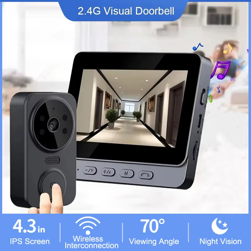 4.3 بوصة واي فاي جرس باب يتضمن - مراجعة Smart Home Video Doorbell Enhanced Security With Smart Doorbell وسعره