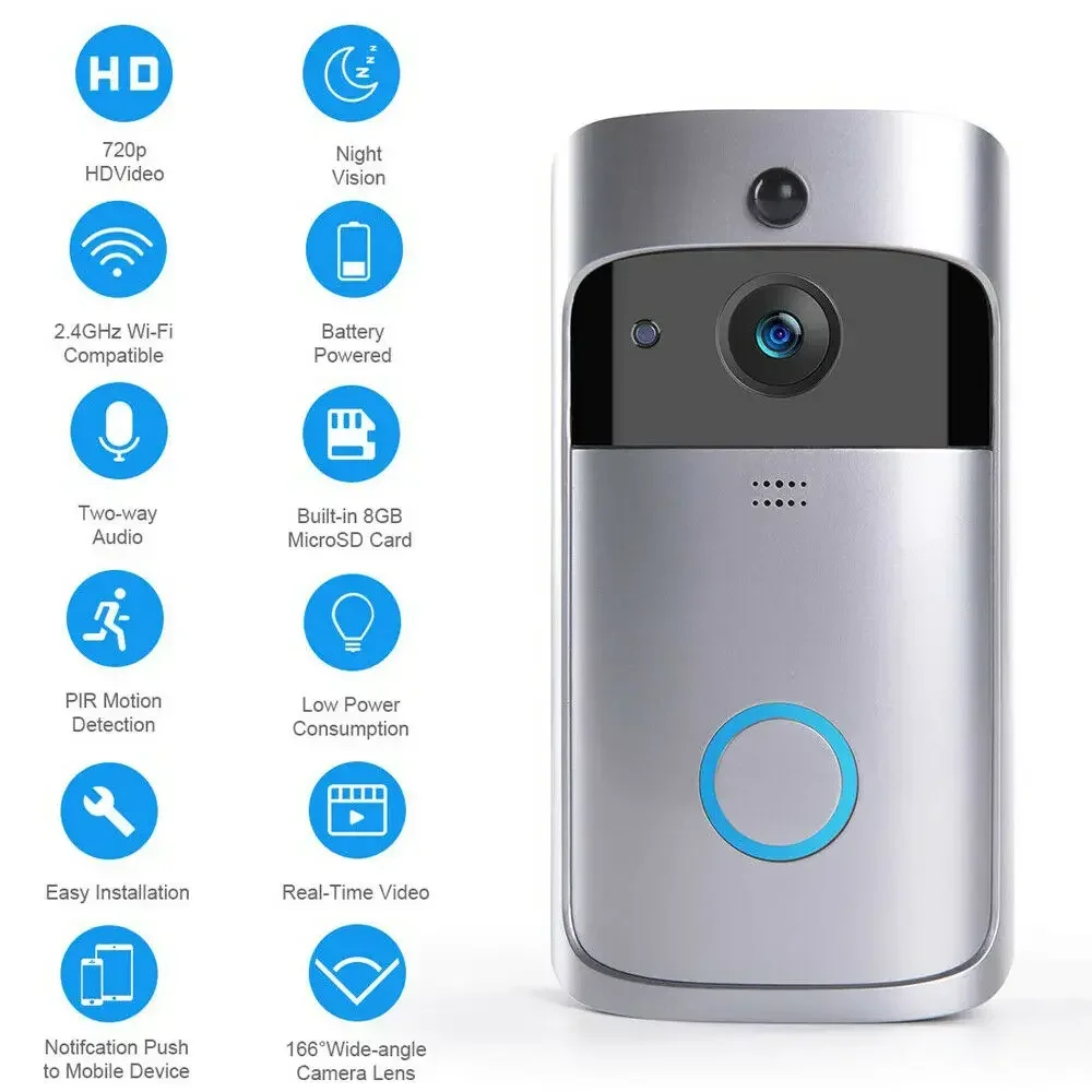 جرس باب ذكي لاسلكي عالي الدقة  - مراجعة Smart Home Video Doorbell Enhanced Security With Smart Doorbell وسعره